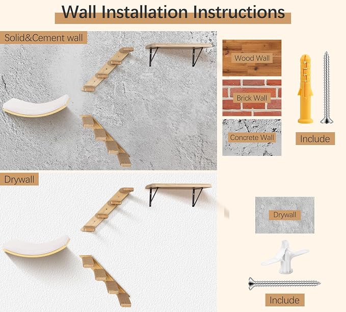 Wall Mounted Cat Shelves Set for Large Cats, 4 Piece Wood Cats Wall Furniture - Image 8