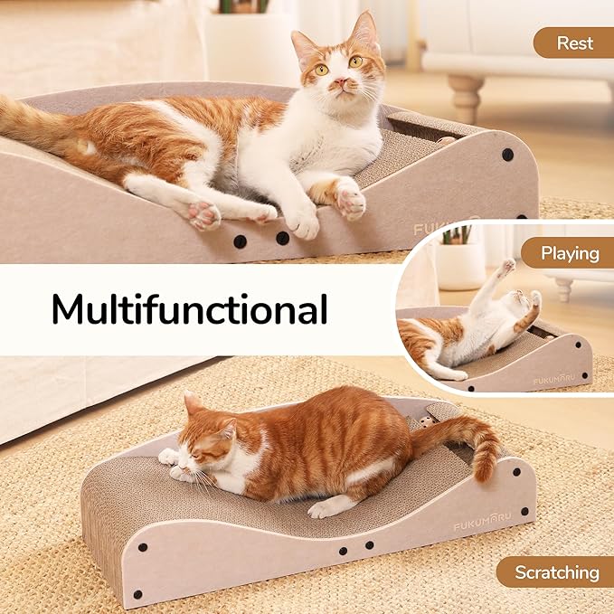FUKUMARU Cardboard Cat Scratcher Bed, Extra Long 29.1 Inch Cat Scratch Bed - Image 3