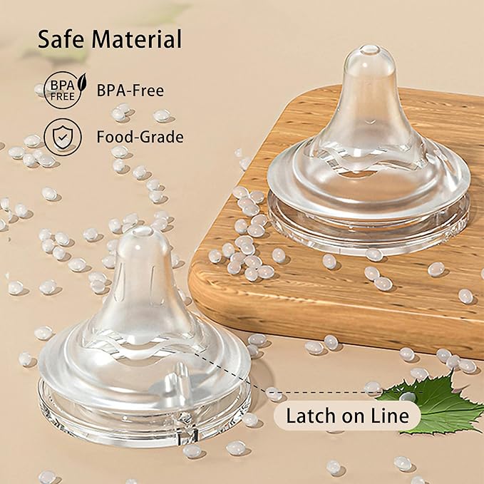 Silicone Bottle Nipple, Anti Colic Nipples for Newborn Baby, Natural Feel, SS, 0 Months+, 4 Counts