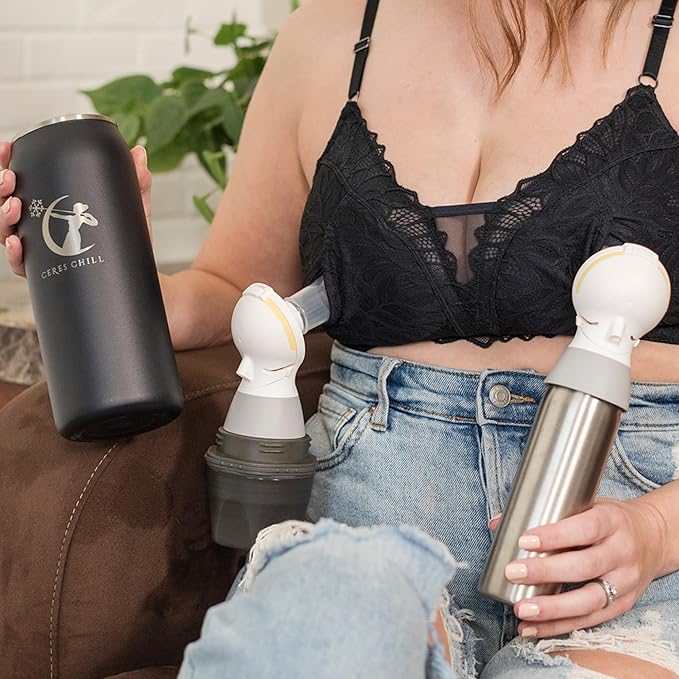CERES CHILL OG Breastmilk Chiller Bundle with Straw Lid & Infuser – 12–34oz Portable Breast Milk Cooler & 2 Storage Bottles with Universal Pump Adapters – Future’s So Bright White