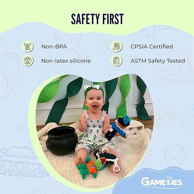 Gamezies Baby Boy and Girl Silicone Longhorn Plush Pacifier with Detachable Western Plush Toy Holder, CPSIA Tested, BPA-Free 0-6 Months