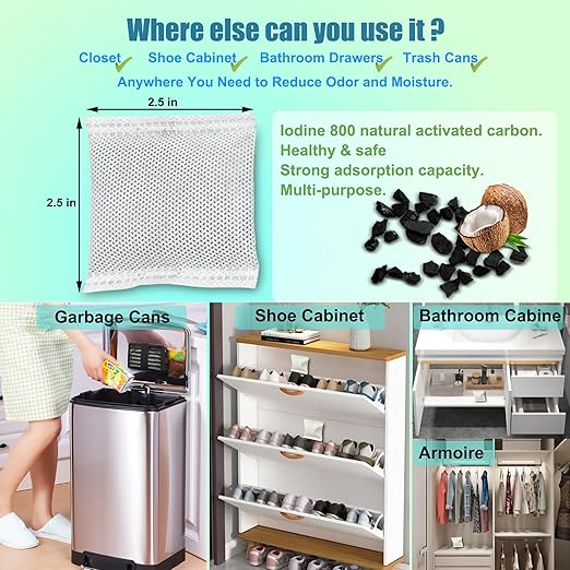 12 Pack Diaper Pail Carbon Filters for Playtex Diaper Genie Complete and Expressions Pail, Charcoal Odor Absorbing Bags for Diaper Genie Diaper Pails with Built-in Odor Controlling Compartment