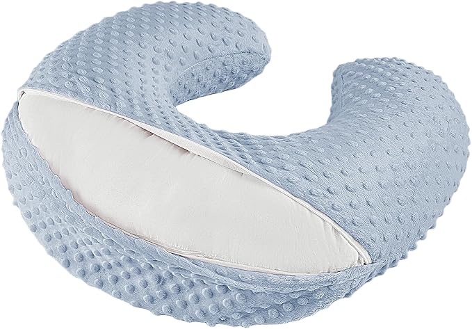 Nursing Pillow for Bottle and Breastfeeding, Ergonomic Comfort Nursing Essentials for Mom and Baby, Feeding Support Pillow with Removable Cover, Easier and Healthier Nursing (Blue)