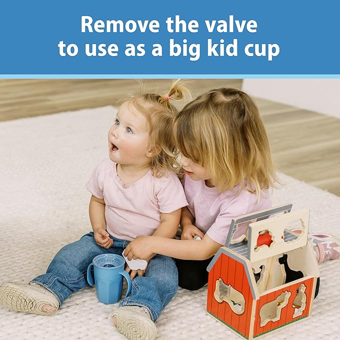 Dr. Brown's Milestones Cheers 360 Spoutless Transition Cup with Handles, Travel Friendly and Leak Free Sippy for Babies and Toddlers, Blue, BPA-Free, 7 oz/200 mL, 6m+