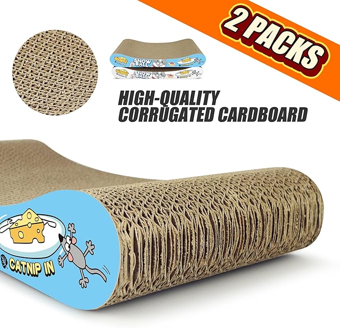 TTCAT Cat Scratching Pad, 2 Pack Corrugated Cat Scratcher Cardboard, Bone Type - Image 3