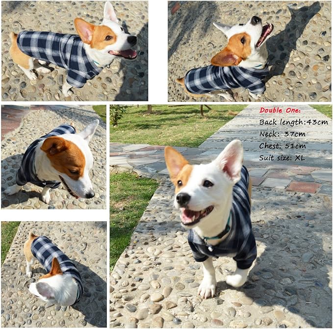 Koneseve Dog Shirt Pet Plaid Clothes T-Shirts Sweater Bottoming Shirt - Image 6