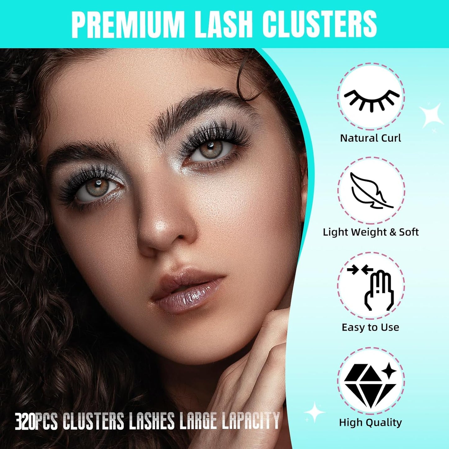 Lash Clusters Wispy 320PCS Eyelash Extension 40D Cluster Lashes Individual Lashes DIY Lash Extension Natural Look Cluster Eyelash Extensions Soft False Eyelashes at Home for Beginners(D-Mix9-16mm)