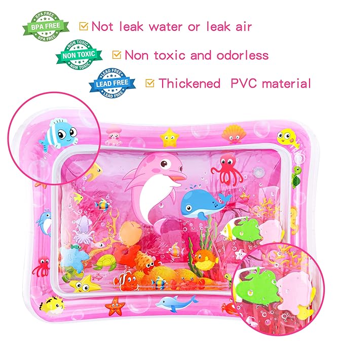 Tummy Time Water Mat for Girl, Baby Girl Toys for 0, 3, 6, 9, 12 Months, Baby Girl Gifts, Develop Sensory Toys Kids' Indoor Climbers & Play Structures