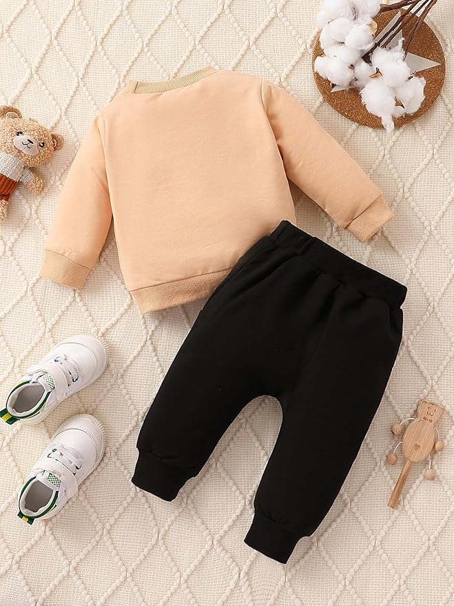 Toddler Baby Boy Fall Winter Clothes Crewneck Long Sleeve Sweatshirt Pullover Tops + Casual Pants Outfit Set