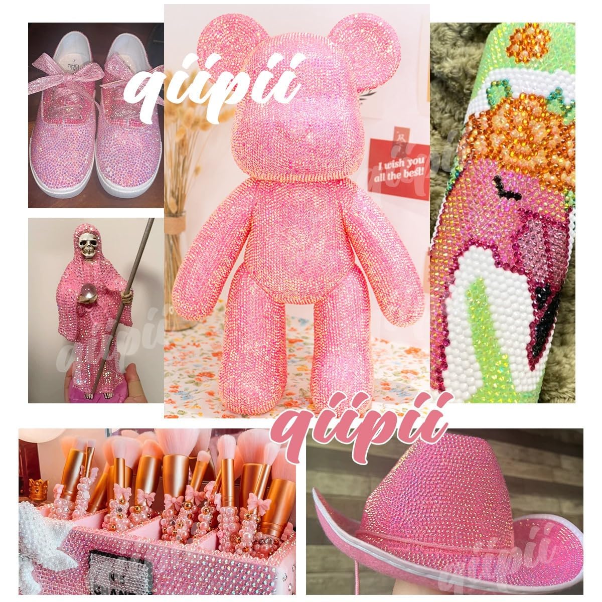 Transparent Rose Pink AB Jelly Resin Rhinestones for Crafting 3mm 4mm 5mm 6mm Clear Hot Pink Flatback Stones Diamonds Crystals Gems Charms for Nails Face Eyes Makeup Tumblers Bottles DIY Crafts