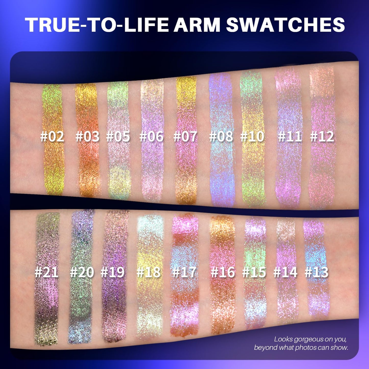 CHARMACY Liquid Duochrome Eyeshadow, Multi-Dimensional Eye Looks, Long Lasting Glitter Eye Shadow Sets Metallic Pigments, Quick Drying, Sparkling Shiny Eye Makeup for Beginners, 1.6g (#18)