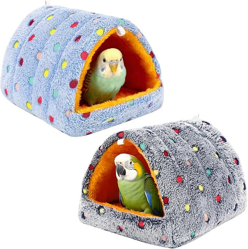 2 Pack Bird Nest House, Hanging Hammock Fluffy Parrots Bird Bed by PETKNOWS