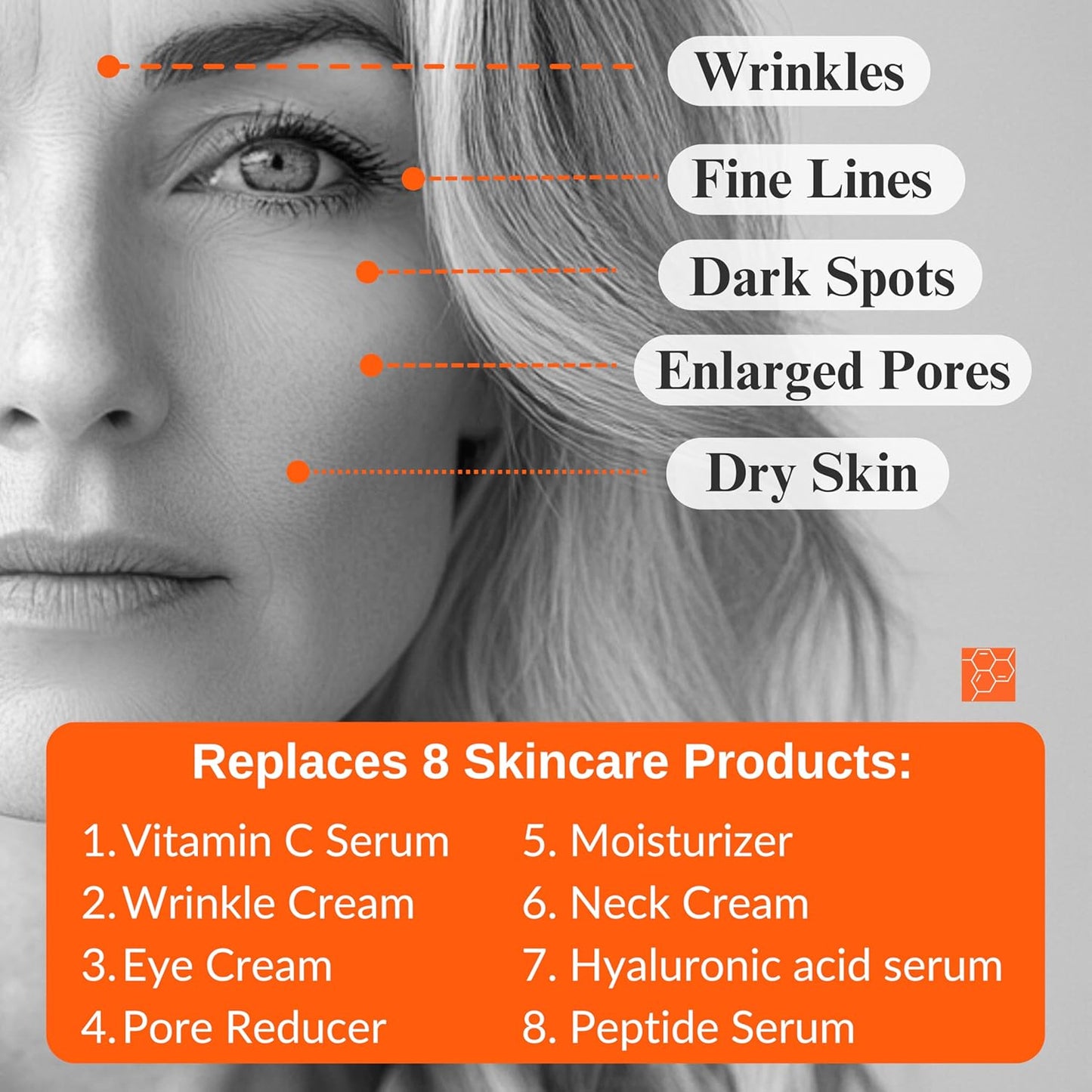 LeVaye Vitamin C Serum, Anti-Aging Face Serum – 15% Vitamin C, Ferulic Acid, Niacinamide, Hyaluronic Acid, Peptides, Ceramides – Targets Wrinkles, Fine Lines, Dark Spots, Enlarged Pores, Dry Skin