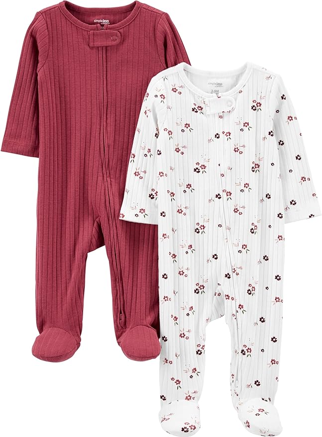 Simple Joys by Carter's unisex baby 2-pack 2-way Zip Textured Sleep and Play