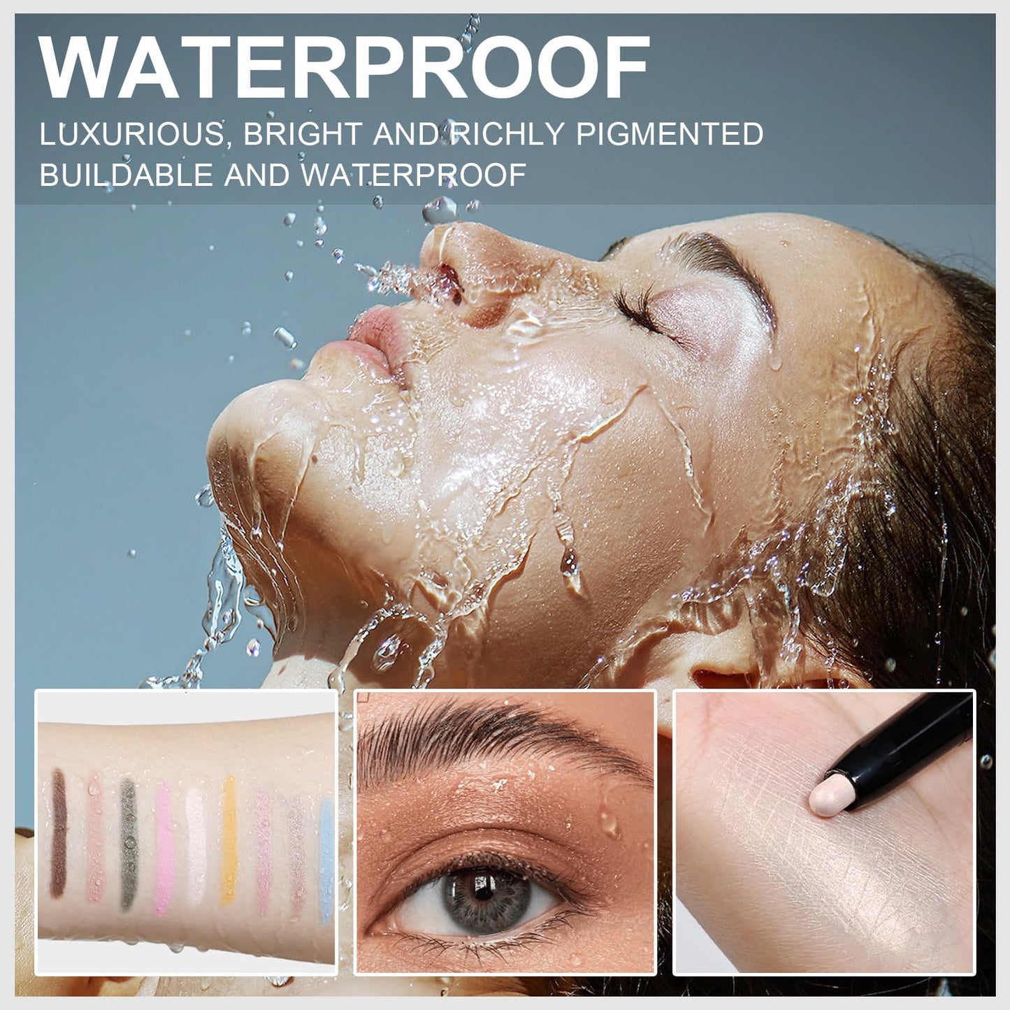 3PCS Eyeshadow Stick, Shimmer and Matte Cream Eye Shadow Brightener Sticks Eyeliner Pencil Crayon, Waterproof Long Lasting Eye Highlighter Stick Makeup (01+06+08)