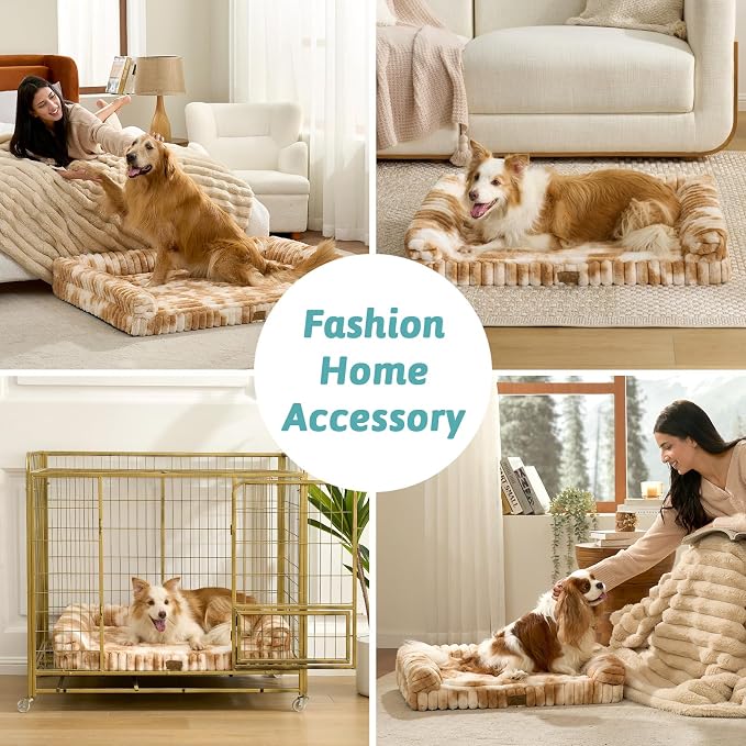 Cute Dog Bed for Medium Dogs, Faux Rabbit Fur Orthopedic Foam Dog Bed - Image 4