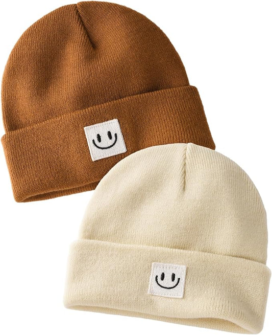 FURTALK Baby Beanie Cute Toddler Winter Hat Knit Boys Girls Warm 2 Pack Kids Embroidered Beanies Cap for 0-8 Years