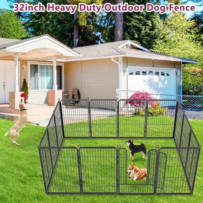 Dog Playpen Dog Fence Outdoor for Yard, 32inch 48 Panels Dog Pens Outside - Image 2