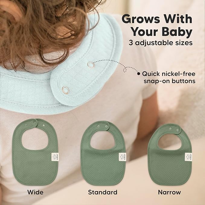 KeaBabies 8-Pack Organic Baby Bibs for Girls, Boys - Quilted Cotton Cloth Baby Drool Bibs for Drooling and Teething Toddler, Newborn, Infant, Soft & Super Absorbent (Eclipse)