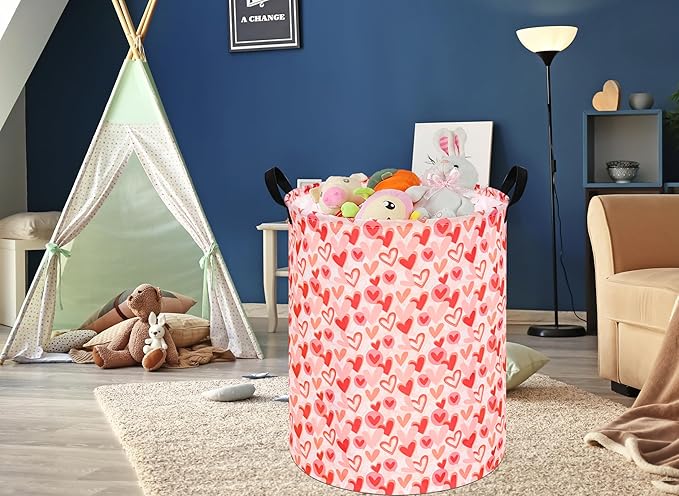 Round Laundry Hamper Storage Basket Laundry Organizer Hamper Storage Bins Clothes and Toys Box Nursery Hamper Gift Basket For Kids with Handles