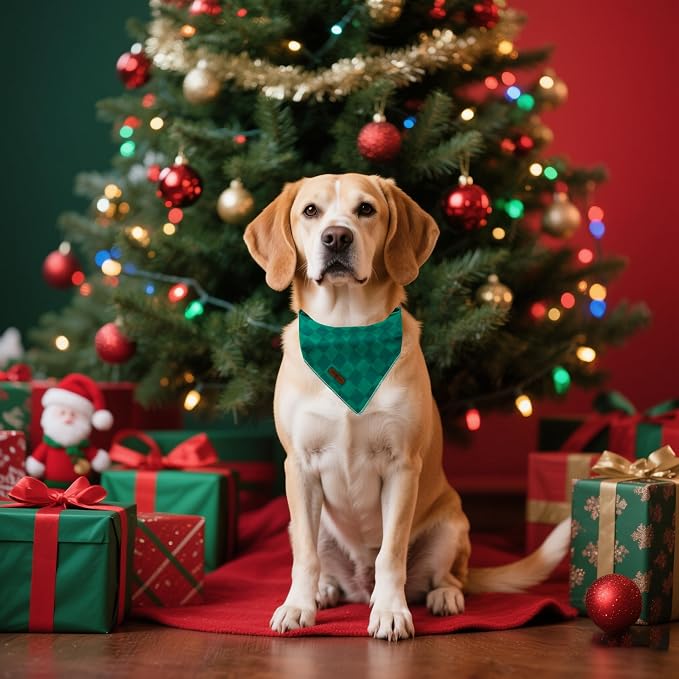Lionet Paws Christmas Dog Bandana Washable Cotton Brown Handkerchief Scarf - Image 3