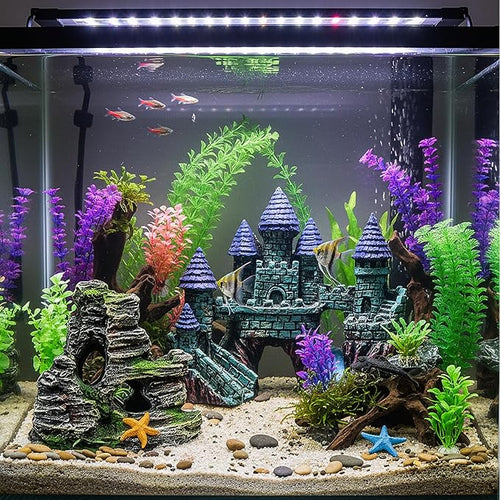 13 Pieces Aquarium Decorations Kit, Fish Tank Decorations Set Small Resin - Image 2