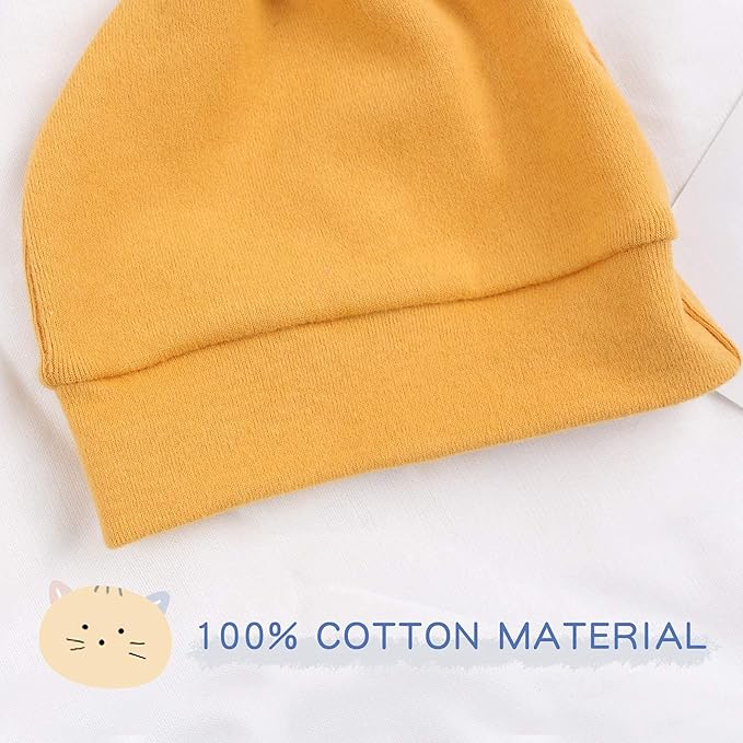 JANGANNSA Newborn Baby Hat Infant Baby Boys Beanie Top Knot Stretchy Hats for Girls 100% Organic Cotton