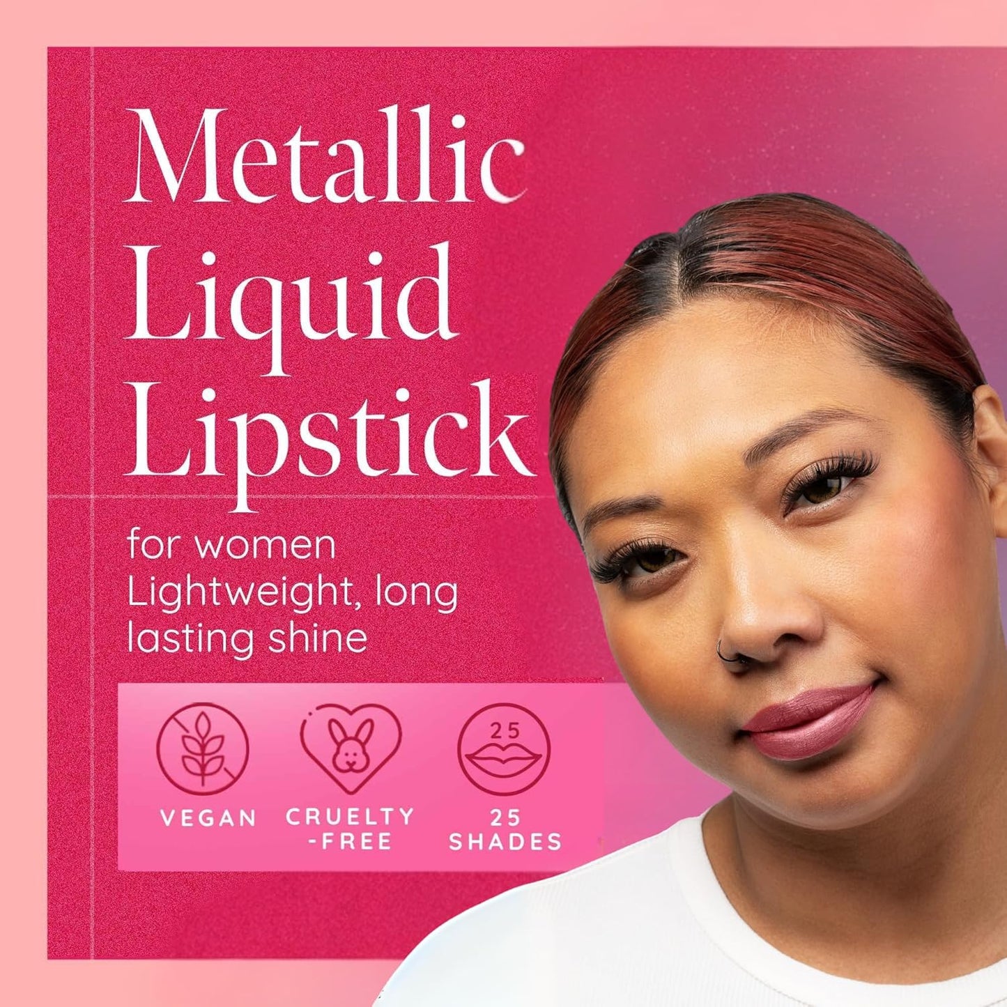 Aromi Metallic Liquid Lipstick | Rose Chestnut Lip Color with Shimmery Finish, Vegan, Cruelty-free, Long-lasting, Waterproof, Gluten Free (Alpine Bloom)