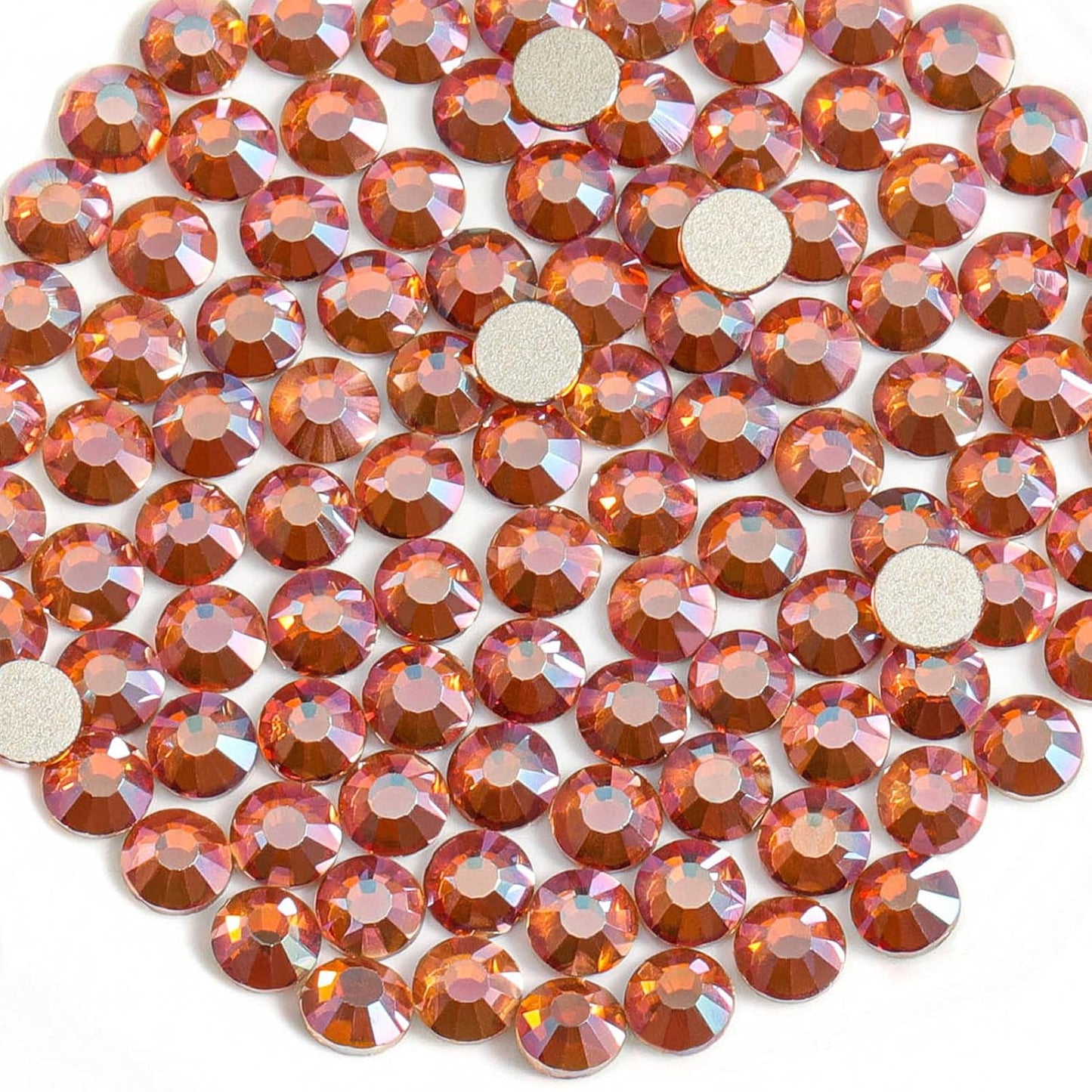Beadsland 1440 Pieces Flat Back Crystal Rhinestones Round Gems,Amber,SS8,2.3-2.5mm