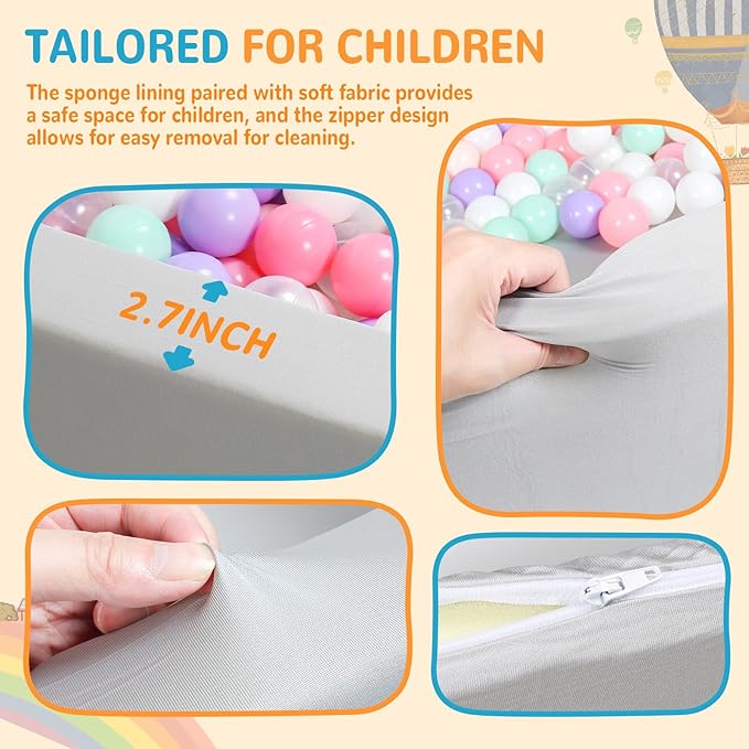 Foam Ball Pit for Toddlers - 47" x 35" Extra Thick Rectangular Baby Ball Pit, Extra Large Toddler Ball Pit with No Balls, Indoor Outdoor Soft Ball Pool Children Playpen, Ideal Gift for Kids