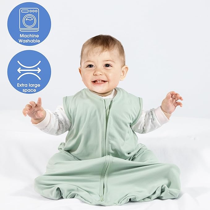 Baby Sleep Sack 12-18 Months Baby Wearable Blanket 100% Rayon Cotton 2-Way Zipper Toddler Sleeping Sack，Comfy Soft Lightweight TOG 0.3