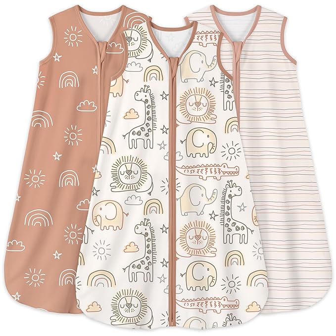 Yoofoss Baby Sleep Sack 0-6 Months 0.5 Tog Wearable Blanket for Baby, 3 Pack 100% Organic Cotton Infant Toddler Sleeping Sack 2-Way Zipper Lightweight Sleep Sack