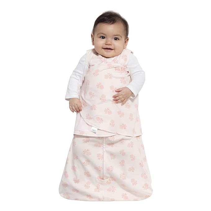 HALO 100% Cotton Sleepsack Swaddle, 3-Way Adjustable Wearable Blanket, TOG 1.5, Watercolor Rose Toss Blush, Newborn, 0-3 Months