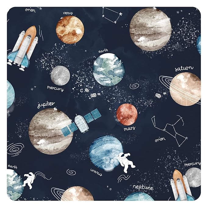 BapronBaby Outer Space Bapron - No Neck Tie Safer Bib for Baby & Toddler - Soft Waterproof Stain Resistant - Machine Washable - Sz Preschool 3-5yrs