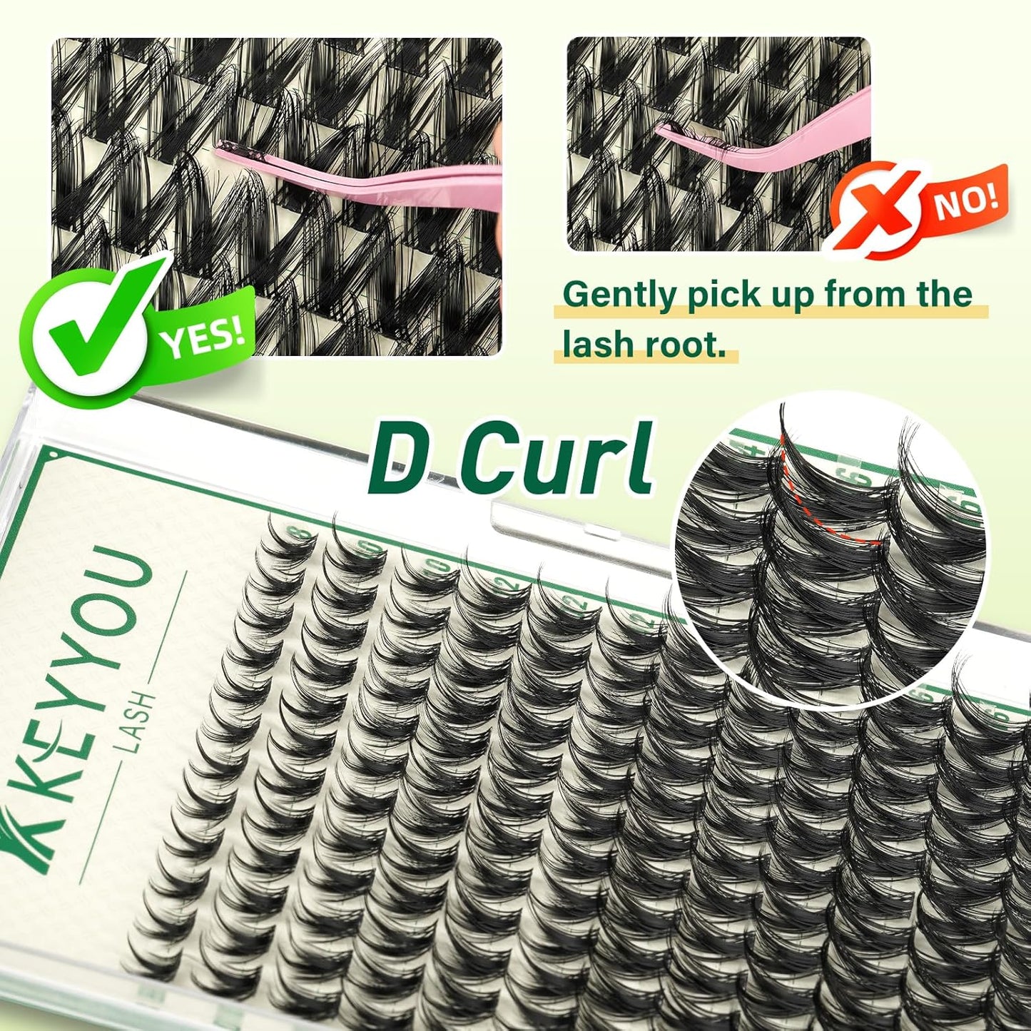 KEYYOULASH Lash Clusters Manga Lash Extension D Curl 144pcs 8-18mm Wispy Eyelash Clusters Natural Volume Eyelash Extensions Individual Lashes DIY at Home(KY08,D-8-18MIX)