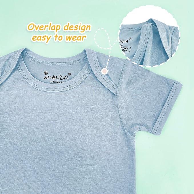 Jimonda Baby Bodysuits Rayon from Bamboo Short Sleeve Baby Boys Girls Rompers Soft Outfits Newborn Clothes
