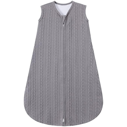 Baby Sleep Sack 12-18 Months, Baby Wearable Blanket 100% Acrylic knit 2-Way Zipper Toddler Sleeping Sack TOG 0.5 (Grey)