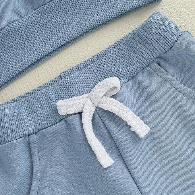 Kuriozud Toddler Baby Boy Fall Winter Clothes Long Sleeve Crewneck Pullover Sweatshirt Jogger Pants Set 2 Piece Outfit