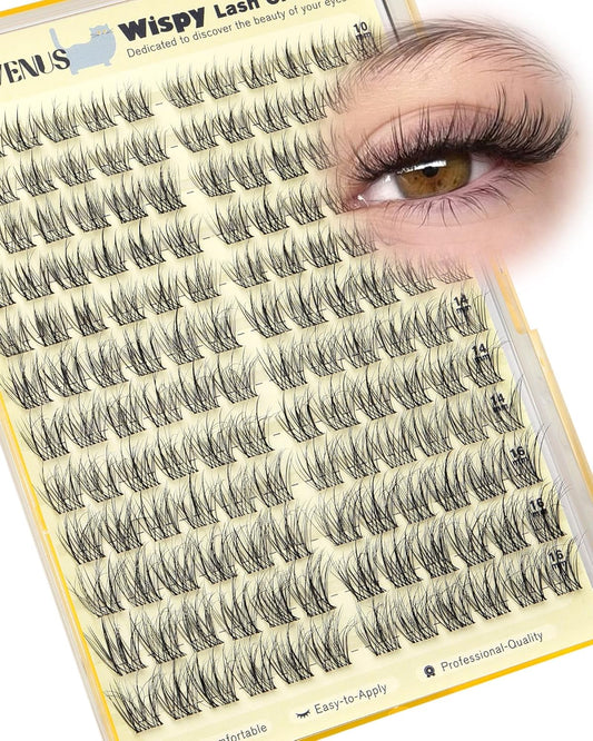 Wispy Lash Clusters Natural Fluffy Cluster Eyelash Extensions 144Pcs Individual Lashes Clusters 10-16mm Eyelashes Clusters for DIY Lash Extensions Weightless & Soft Cluster Eyelashes