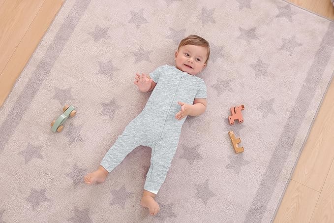 GUISBY Footless Short Sleeve Baby Pajamas with Zipper Cotton Infant Sleepwear