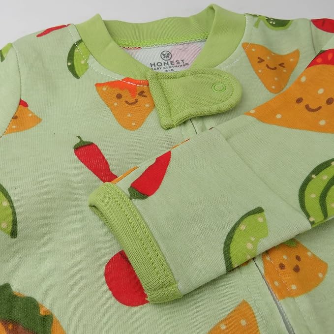 HonestBaby Baby Sleep N' Play One-Piece Zip-Front Footed Organic Cotton Pajama Sleeper