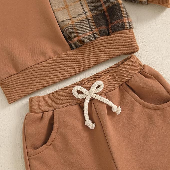 Toddler Baby Boy Fall Outfits Long Sleeve Crew Neck Pullover Sweatshirt + Jogger Pants Set Infant Winter Clothes
