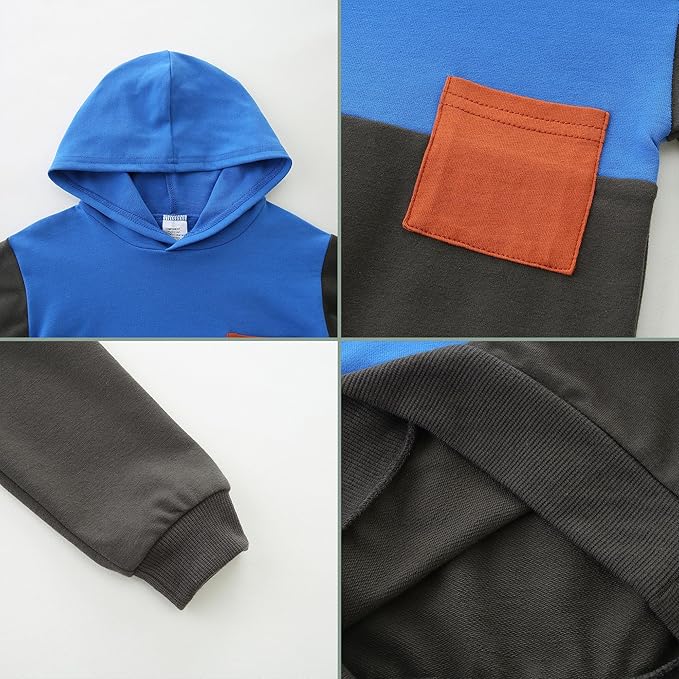 Baby Boy Outfits Short Long Sleeve Pants Clothes Set Spring Summer Hooded Patchwork Sweatshirt