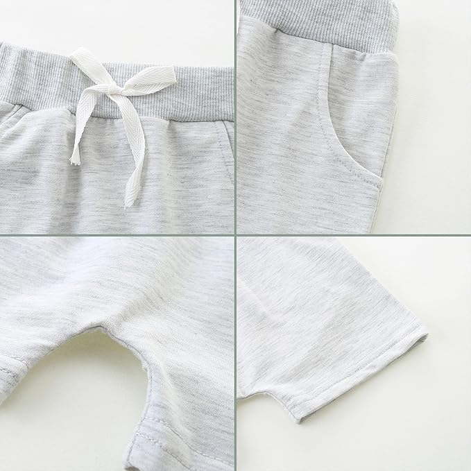 Baby Boy Outfits Short Long Sleeve Pants Clothes Set Spring Summer Hooded Patchwork Sweatshirt