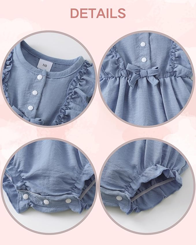 Renotemy Newborn Infant Baby Girl Clothes Rompers Summer Jumpsuits Short Sleeve Romper Infant Baby Clothes Girl