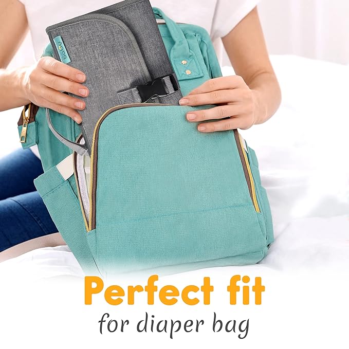 Kopi Baby Portable Diaper Changing Pad - Baby Diaper Changer Travel Bag with Wipes Pocket, Smart Design Portable Changing Mat, Infant Travel Station Kit, Gift for Newborn Girl & Boy - Grey, Premium