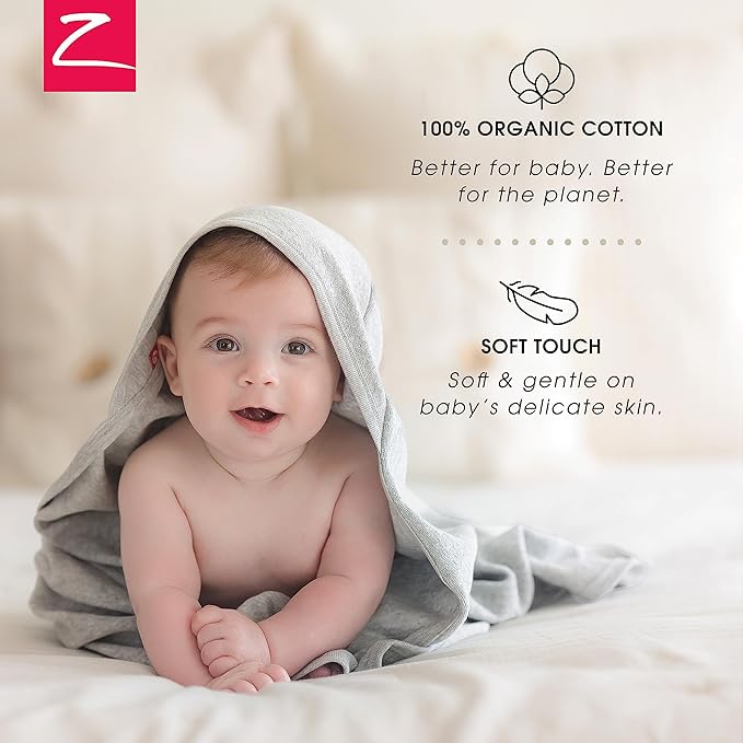 Zutano Hooded Baby Towels, Organic Cotton Baby Bath Towel, Ultra Soft and Absorbent Baby Towel for Newborn and Infant | Girl, Boy, and Unisex Towel Set, Shark Camo, 2-Pack