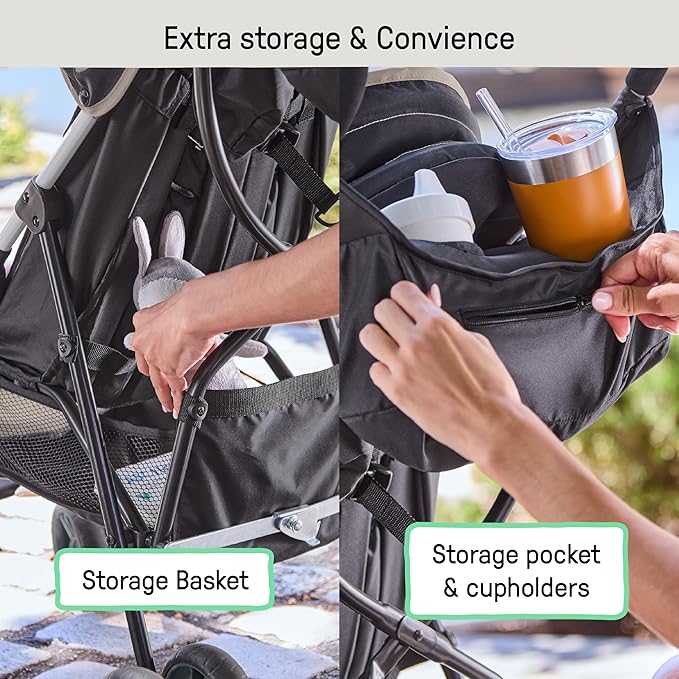 Ingenuity 3D Mini Convenience Stroller – Lightweight Stroller with Compact Fold, Multi-Position Recline, Canopy with Pop Out Sun Visor – Umbrella Stroller for Travel and More, Cashew Tan