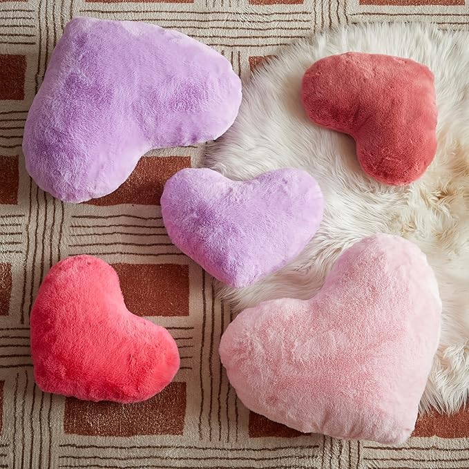 EastTree Heart Pillows, Peach Pink Heart Shaped Pillows, Ultra Soft Extra-Large Fluffy Pillows, Love Throw Pillows Gifts, Women Girls Living Room Decor 15x18 Inch
