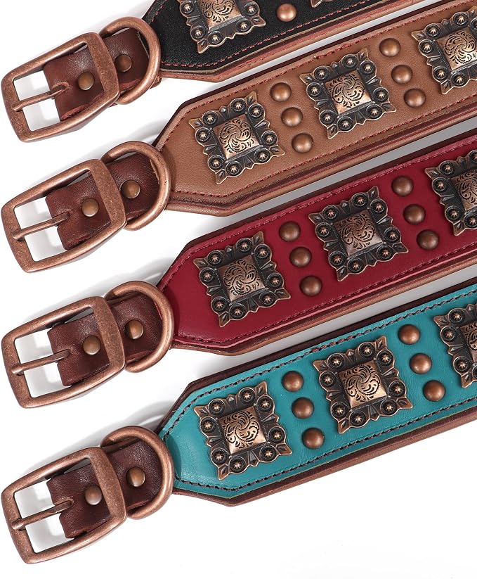 PET ARTIST Upgrade Padded Leather Dog Collar, 2 inch Wide Genuine Leather Dog - Image 6
